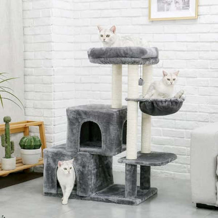 Arbre Gris Multi-Activités avec Niche et Hamac