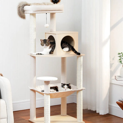 Tour de Jeux Haute pour Chats avec Plateformes et Cachette