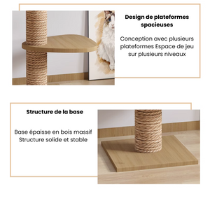 Arbre à chat en bois XXL avec plateformes spacieuses sur plusieurs niveaux et base épaisse en bois massif. Conception stable et solide idéale pour chats actifs, offrant un espace de jeu sécurisé et durable.