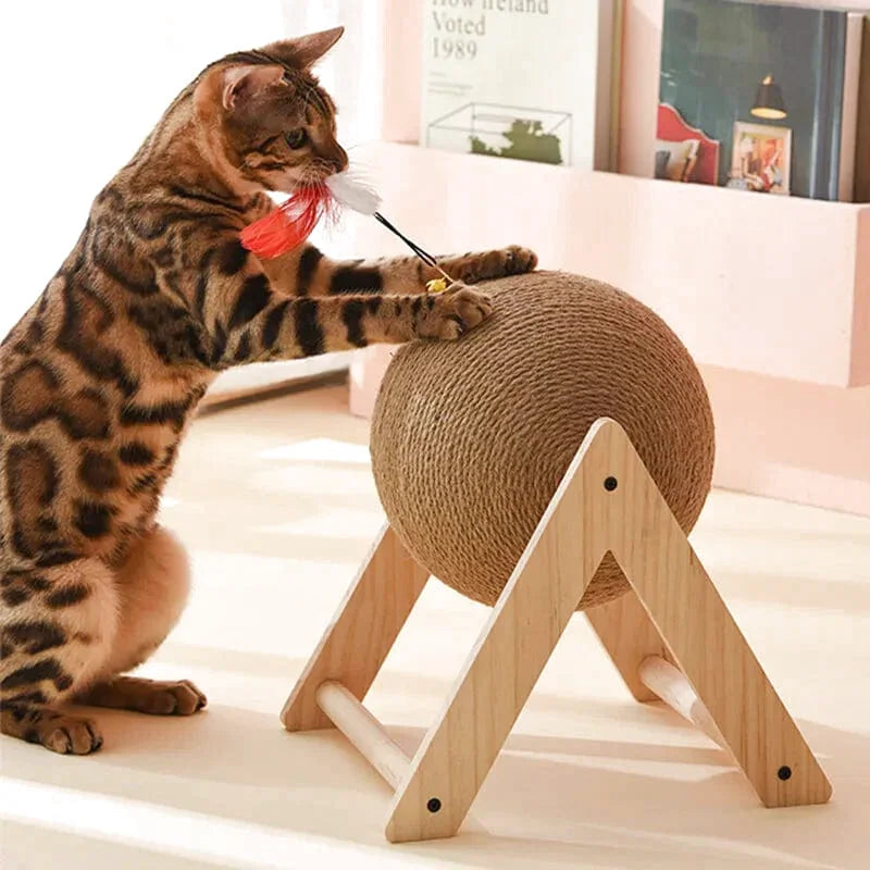 Griffoir Interactif en Forme de Triangle avec Sphère en Sisal et Clochette