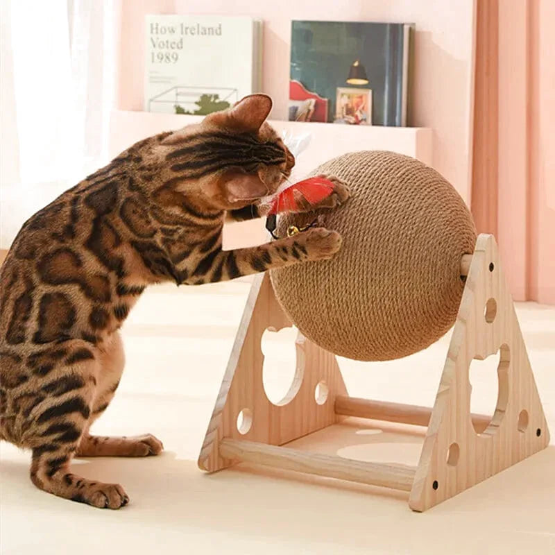 Griffoir Interactif en Forme de Triangle avec Sphère en Sisal et Clochette
