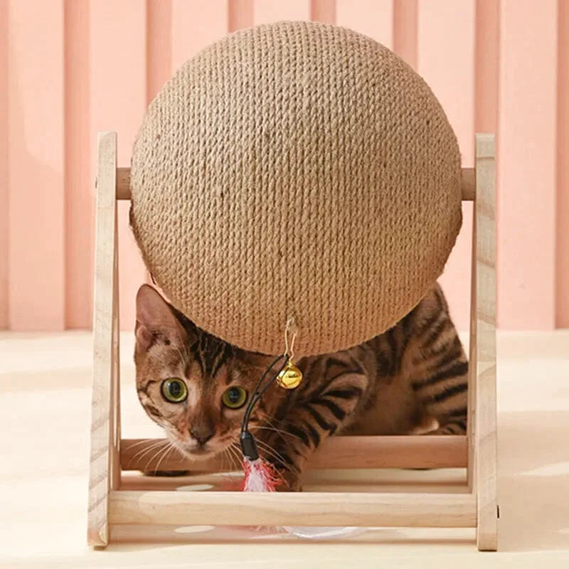 Griffoir Interactif en Forme de Triangle avec Sphère en Sisal et Clochette