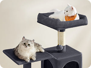 Arbre à Chat Gris avec Hamac et Niche Double
