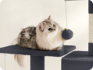 Arbre à Chat Gris avec Hamac et Niche Double