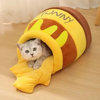 Panier pour Chat en Forme de Pot de Miel Renversé
