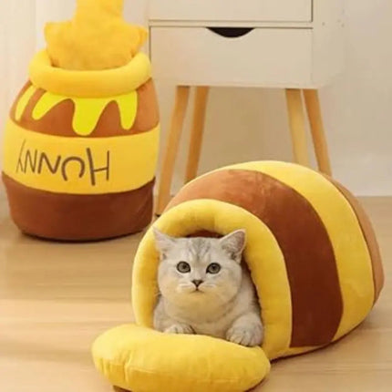Panier pour Chat en Forme de Pot de Miel Renversé