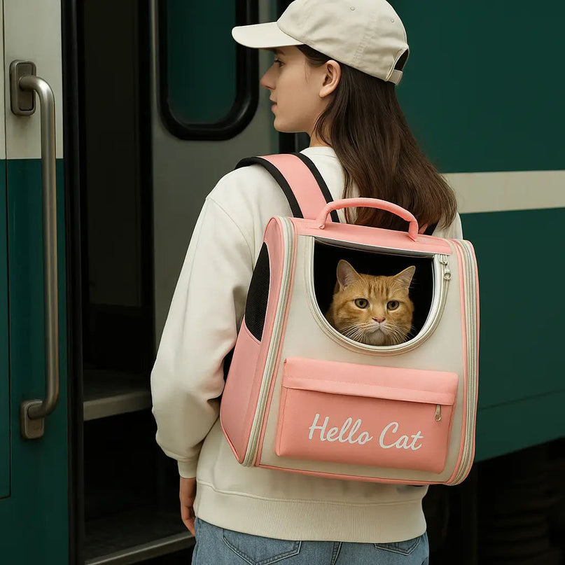 Sac à Dos pour Chat avec Fenêtre Transparente – Rose